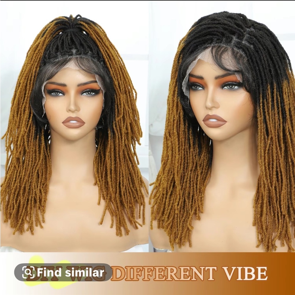 1b/30 ombre Dreadlock Wig pre plucked knotless squares part faux locs synthetic